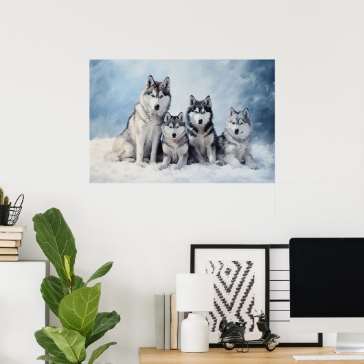 Siberisch Husky-pakket Poster (Thuiskantoor)