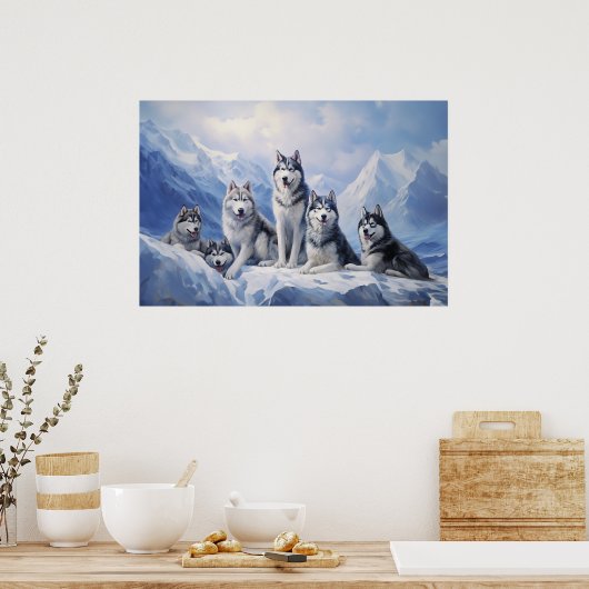 Siberisch Husky-pakket Poster (Keuken)