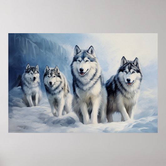 Siberisch Husky-pakket Poster (Voorkant)
