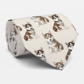 Siberisch Husky Puppy Hondenpatroon Stropdas (Opgerold)