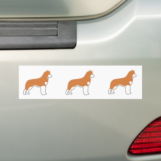 siberisch husky red en witte silo bumpersticker (Op auto)