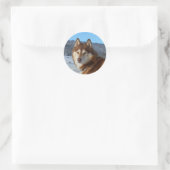 siberisch-husky-rood en wit ronde sticker (Tas)