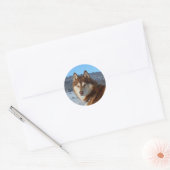 siberisch-husky-rood en wit ronde sticker (Envelop)