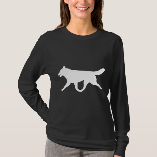 Siberisch Husky Wit Silhouet T-shirt (Voorkant)