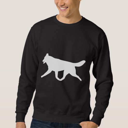 Siberisch Husky Wit Silhouet Trui (Voorkant)