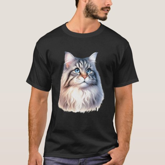 Siberisch Kat Portret T-shirt (Voorkant)