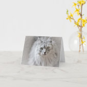 Siberische Cat Note-Kaart Kaart (Gele Bloem)