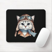 Siberische Cat Pilot Sticker Muismat (Met muis)