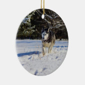 Siberische gist in de sneeuw keramisch ornament (Rechts)