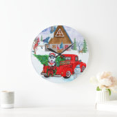 Siberische hondje met kerstcadeau grote klok (Huis)