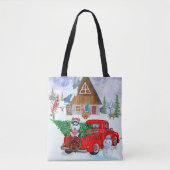 Siberische hondje met kerstcadeau tote bag (Voorkant)