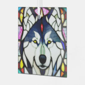 Siberische Huskie "Glas in lood" Glas Ornament (Voorkant links)