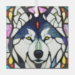 Siberische Huskie "Glas in lood" Glas Ornament