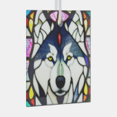 Siberische Huskie "Glas in lood" Glas Ornament (Voorkant Rechts)