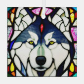 Siberische Huskie "Glas in lood" Glas Ornament (Achterkant)