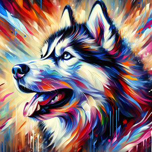 Siberische Husky Acrylprint Kleurrijk Levendig Legpuzzel