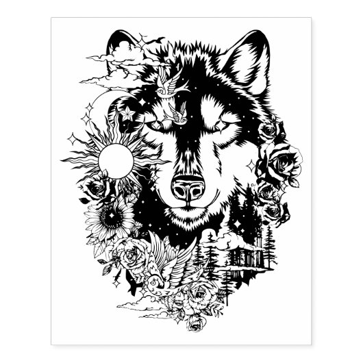 Siberische Husky Animal Art Kleurplaat Rubberstempel (Afrduk)