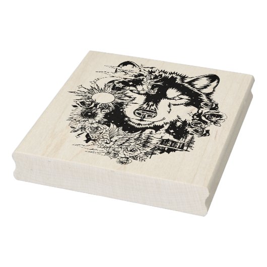 Siberische Husky Animal Art Kleurplaat Rubberstempel (Stempel)