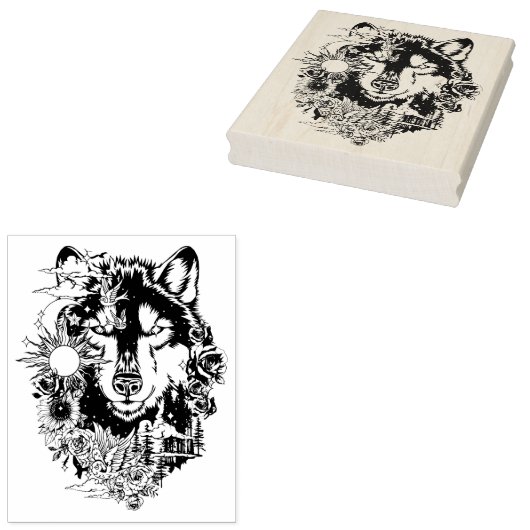 Siberische Husky Animal Art Kleurplaat Rubberstempel (Gestempeld)