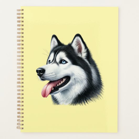 Siberische Husky Aquarel Portret Planner (Voorkant)