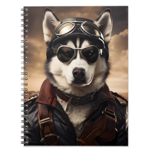 Siberische Husky Aviator WOI  Portret Notitieboek