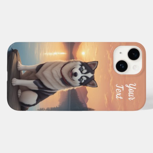 Siberische Husky bij het meer Case-Mate iPhone Case (Achterkant (horizontaal))