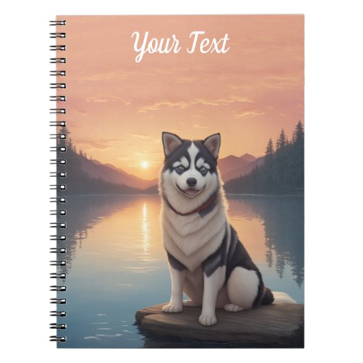 Siberische Husky bij het meer Notitieboek (Voorkant)