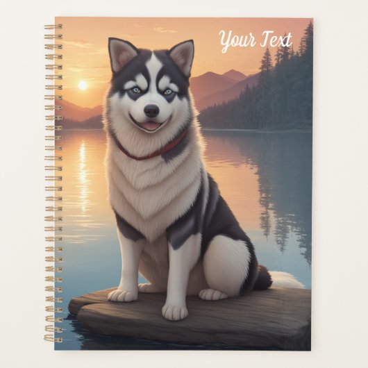 Siberische Husky bij het meer Planner (Voorkant)