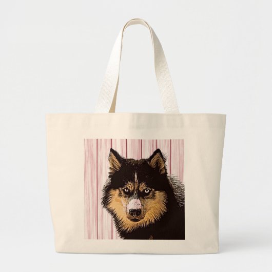 Siberische Husky Boodschappentas Grote Tote Bag (Voorkant)
