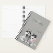 Siberische Husky Bubble Gum Hond Dieren Monogram Planner (Display)