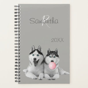 Siberische Husky Bubble Gum Hond Dieren Monogram Planner