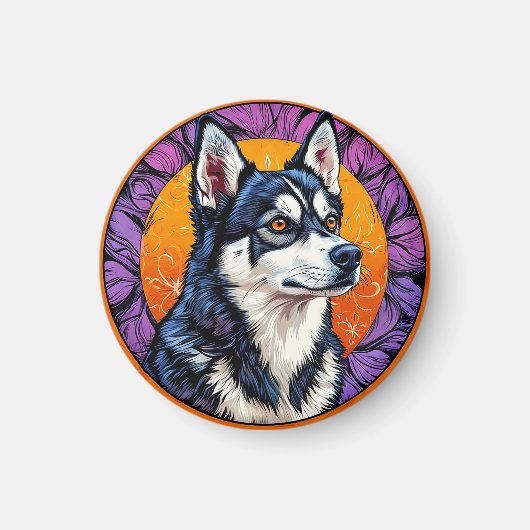 Siberische Husky Cadeau Magneet (Voorkant)