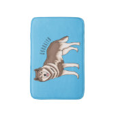 Siberische husky cartoon illustratie badmat (Voorkant Verticaal)