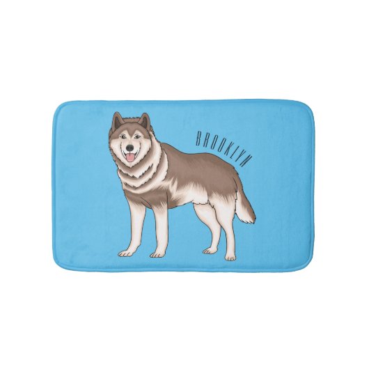 Siberische husky cartoon illustratie badmat (Voorkant)