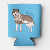 Siberische husky cartoon illustratie blikjeskoeler (Voorkant)