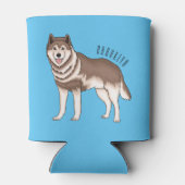 Siberische husky cartoon illustratie blikjeskoeler (Achterkant)