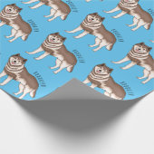 Siberische husky cartoon illustratie cadeaupapier (Hoek)