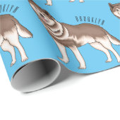 Siberische husky cartoon illustratie cadeaupapier (Rol Hoek)