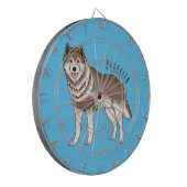 Siberische husky cartoon illustratie dartbord (Voorkant Links)