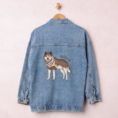 Siberische husky cartoon illustratie denim jacket (Hangar)