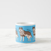 Siberische husky cartoon illustratie espresso kop (Voorkant)