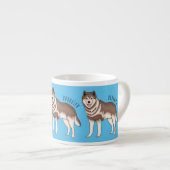 Siberische husky cartoon illustratie espresso kop (Voorkant rechts)