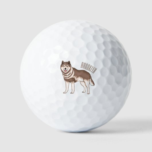 Siberische husky cartoon illustratie golfballen (Voorkant)