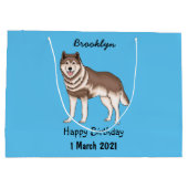 Siberische husky cartoon illustratie groot cadeauzakje (Achterkant)