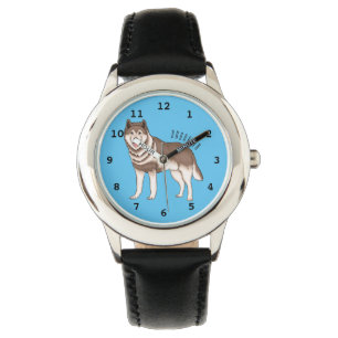 Siberische husky cartoon illustratie horloge