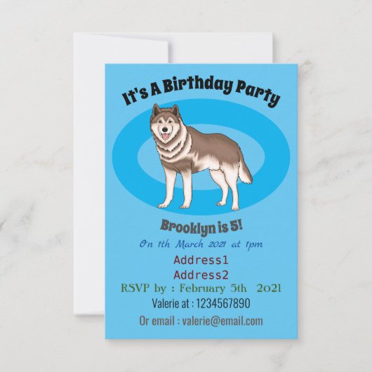 Siberische husky cartoon illustratie kaart (Voorkant)