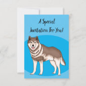 Siberische husky cartoon illustratie kaart (Achterkant)