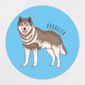 Siberische husky cartoon illustratie labels (Design 2)