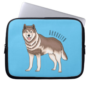 Siberische husky cartoon illustratie laptop sleeve