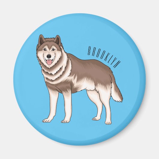 Siberische husky cartoon illustratie magneet (Voorkant)